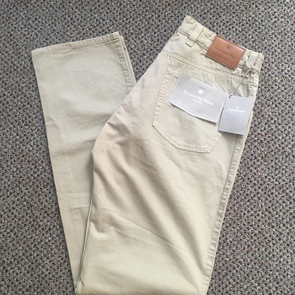 Ermenegildo zegna jeans men’s pants 34 cotton beige taupe italy new luxury 16
